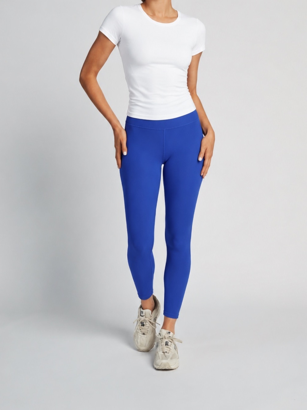 Wilo the Label High-Rise Ribbed Performance Leggings in Royal Blue
